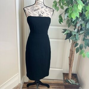 J.Crew Strapless Textured Wool Sheath Dress Black Sz 4